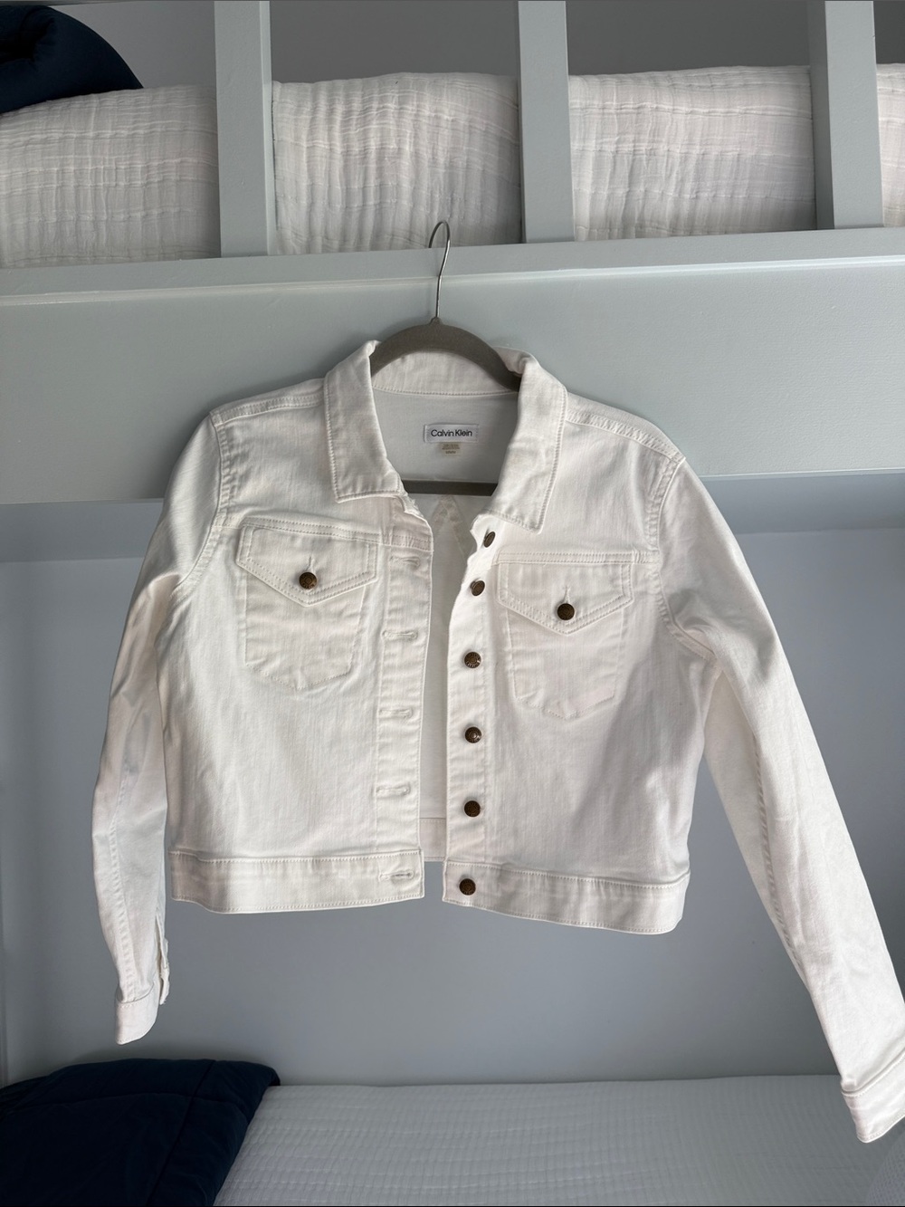 Calvin Klein Off-White Cropped Denim Jacket